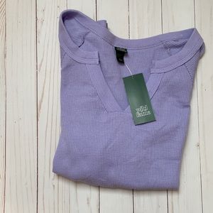 WILD FABLE amethyst V neck Crop Thermal top